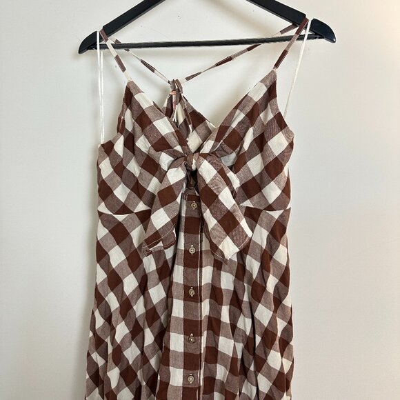 FREE PEOPLE Via Midi Dress in Brown Combo Everly Size Large - Picture 6 of 16